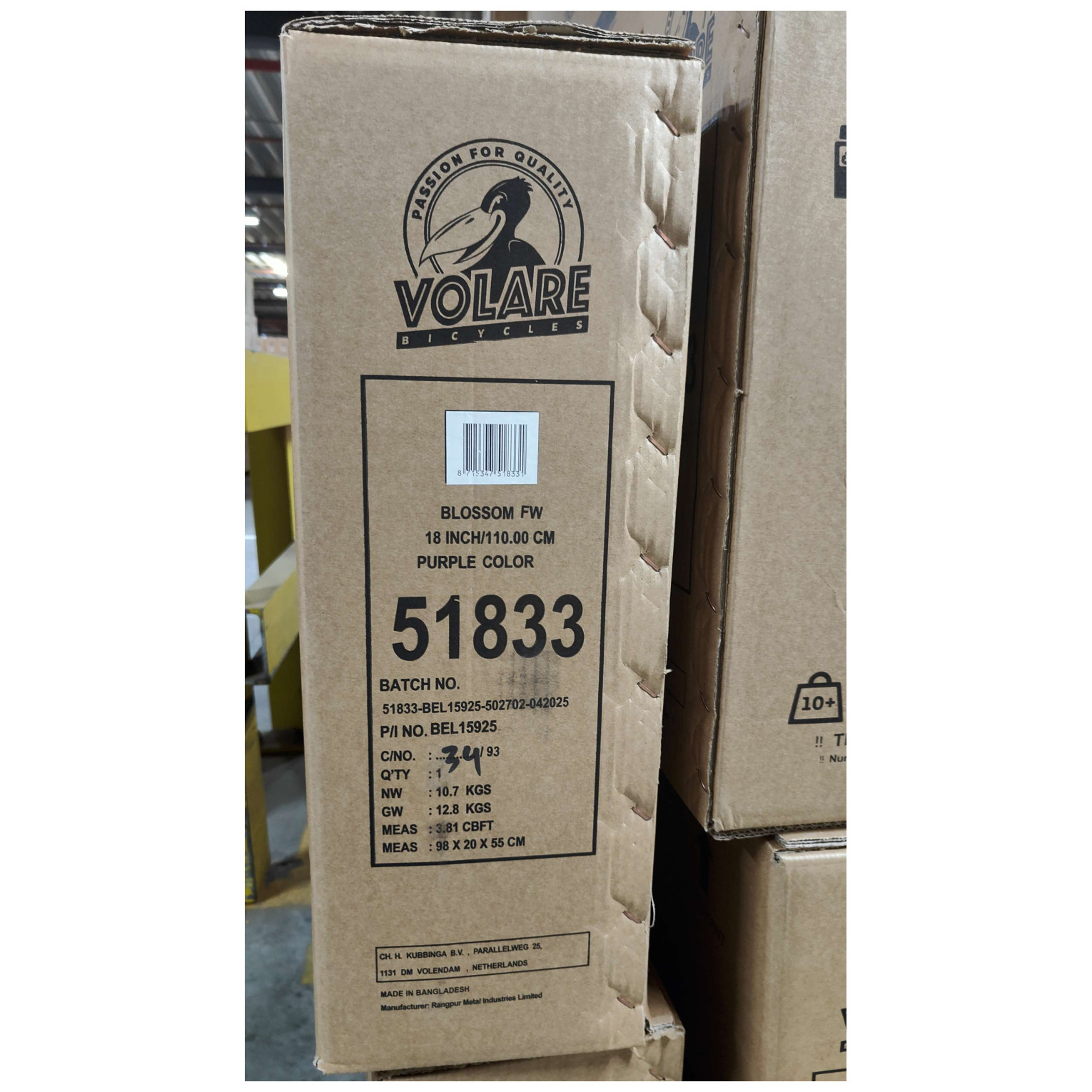 Volare Blossom Fiets - 18 inch - Paars - Twee Handremmen