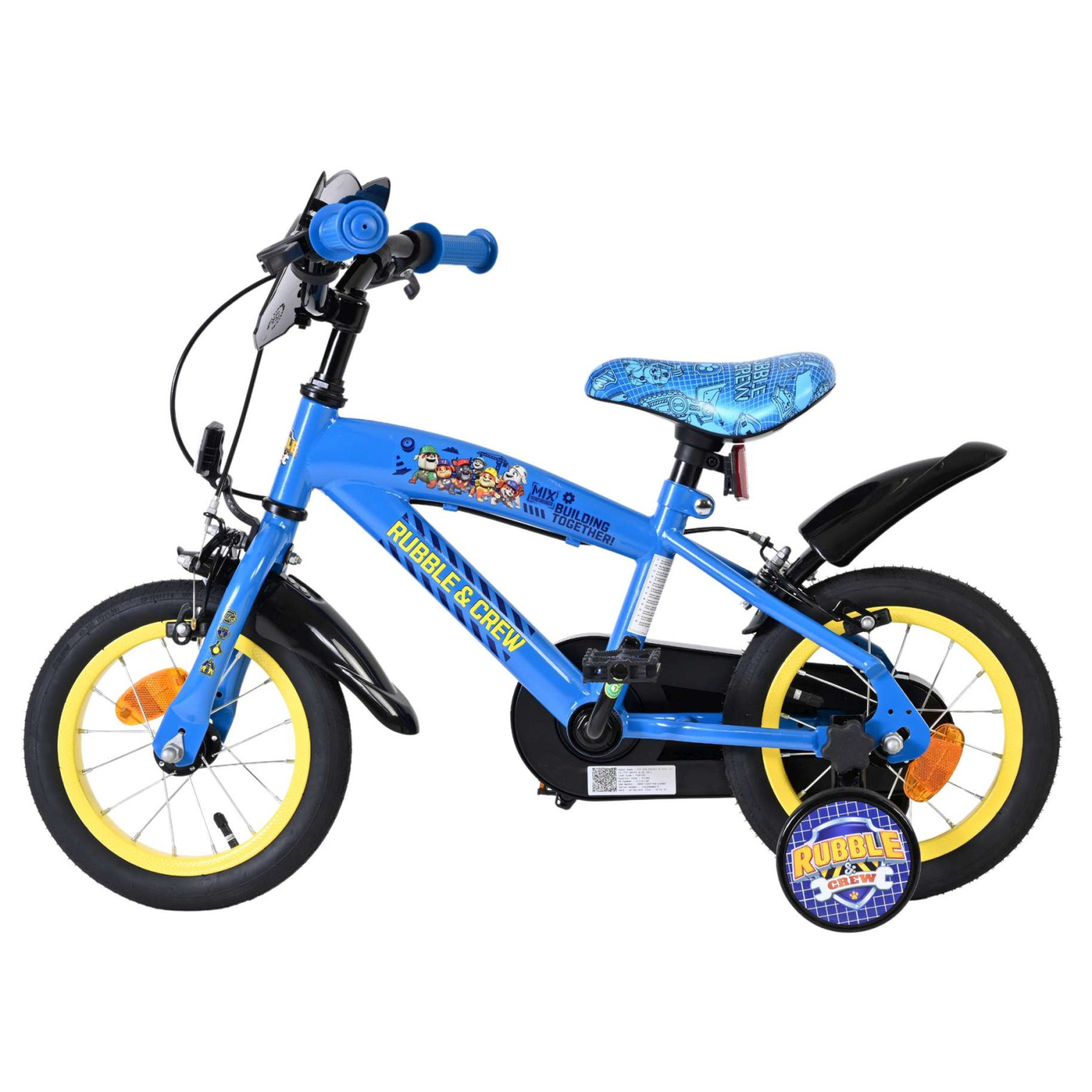 Rubble & Crew - Fiets - 12 inch - Blauw - Twee handremmen