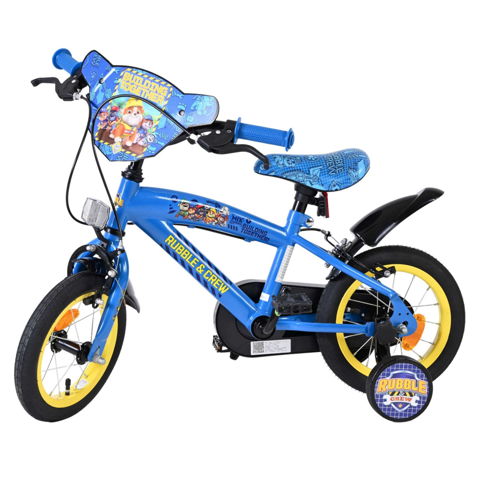 Rubble & Crew - Fiets - 12 inch - Blauw - Twee handremmen