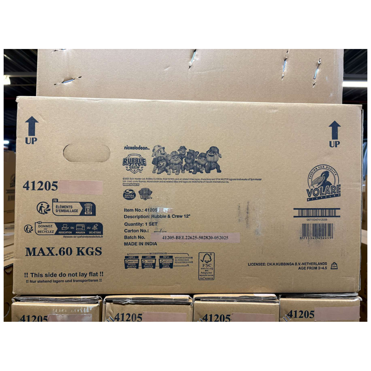 Rubble & Crew - Fiets - 12 inch - Blauw - Twee handremmen