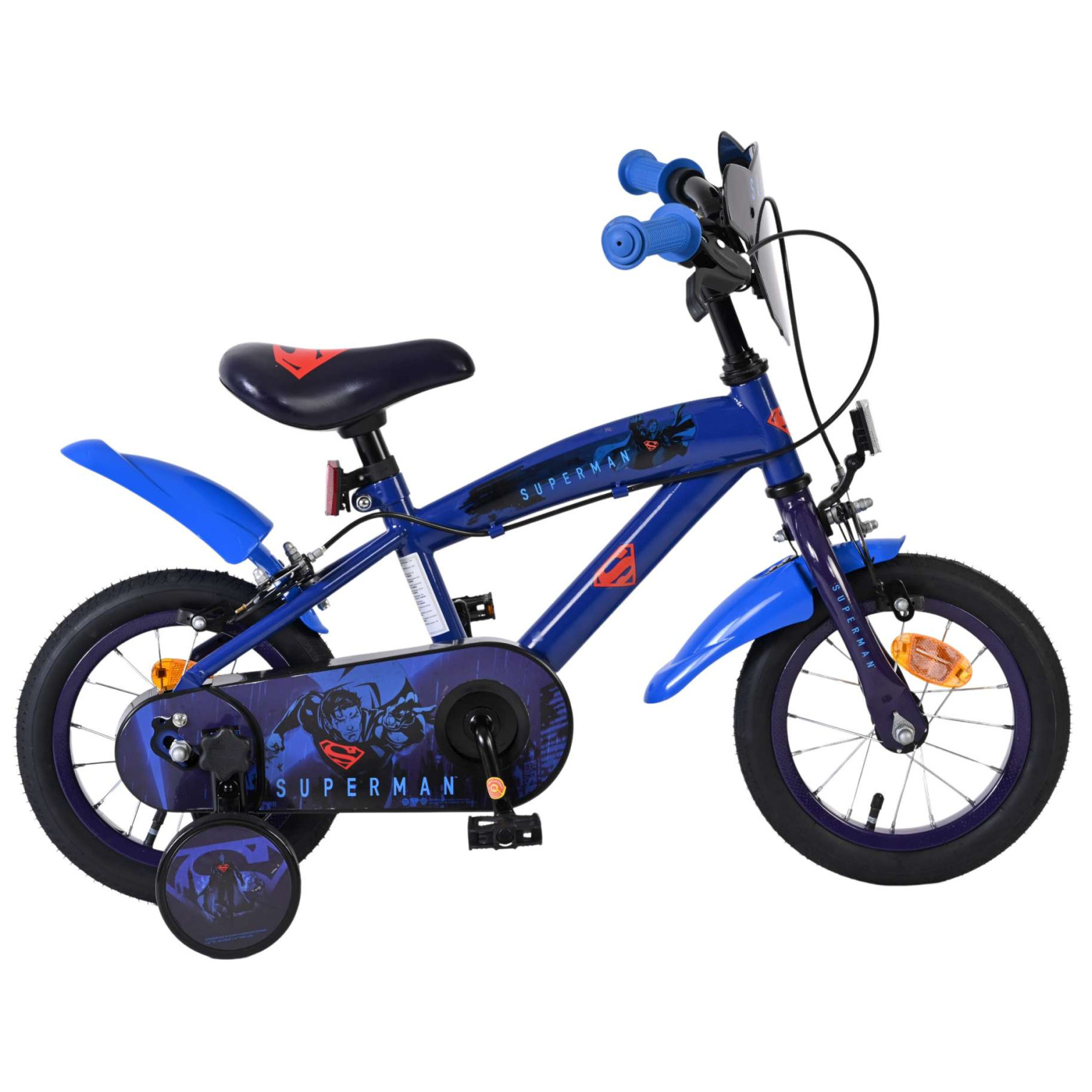 Superman Fiets - 12 inch - Blauw - Twee handremmen