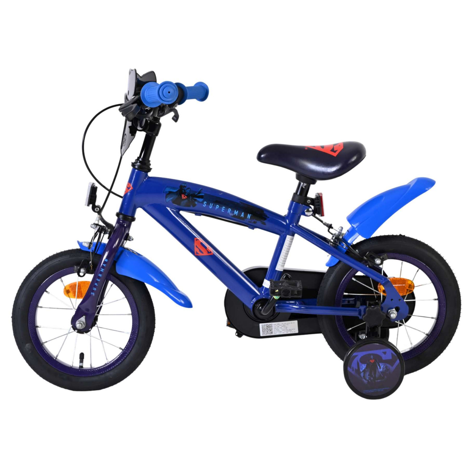 Superman Fiets - 12 inch - Blauw - Twee handremmen