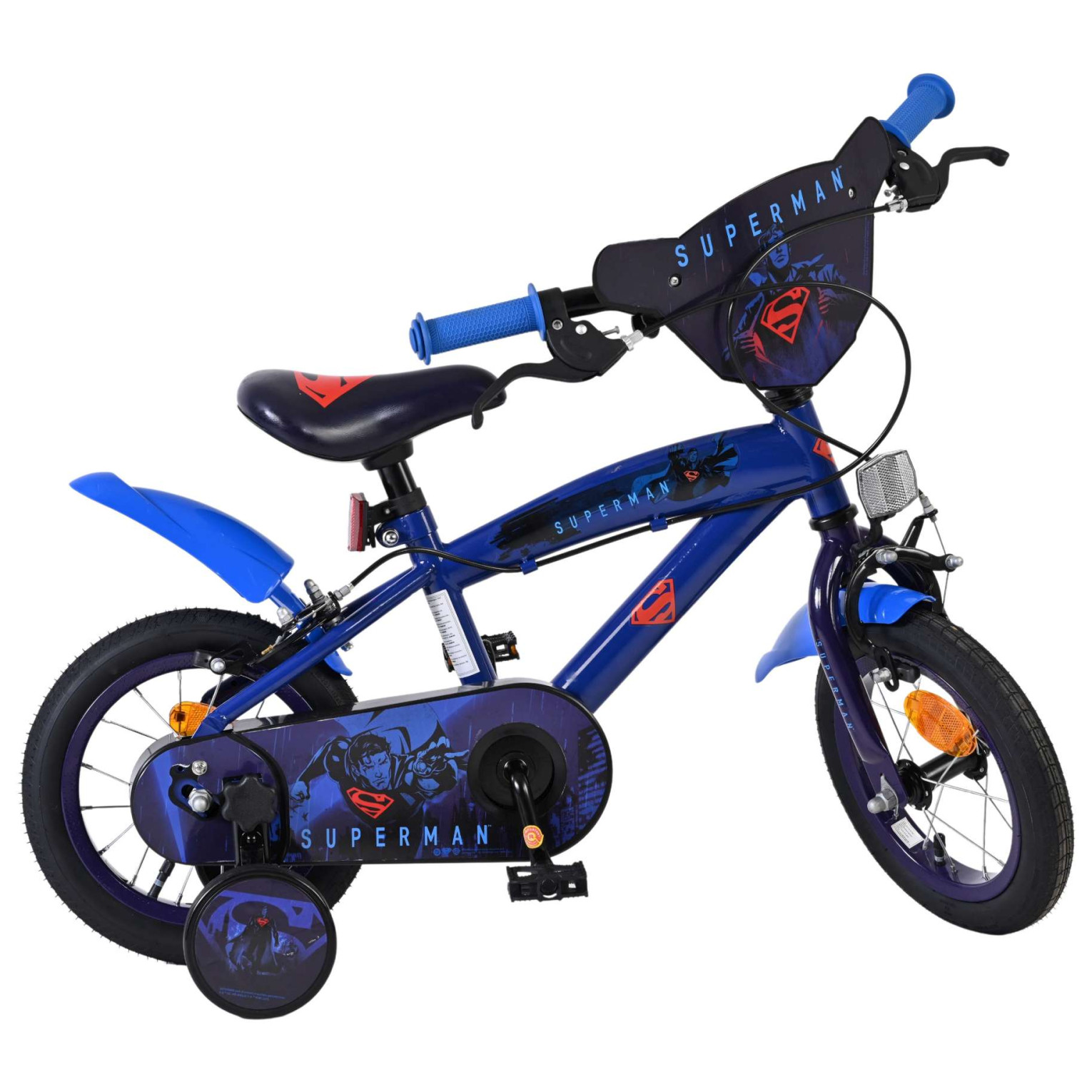 Superman Fiets - 12 inch - Blauw - Twee handremmen