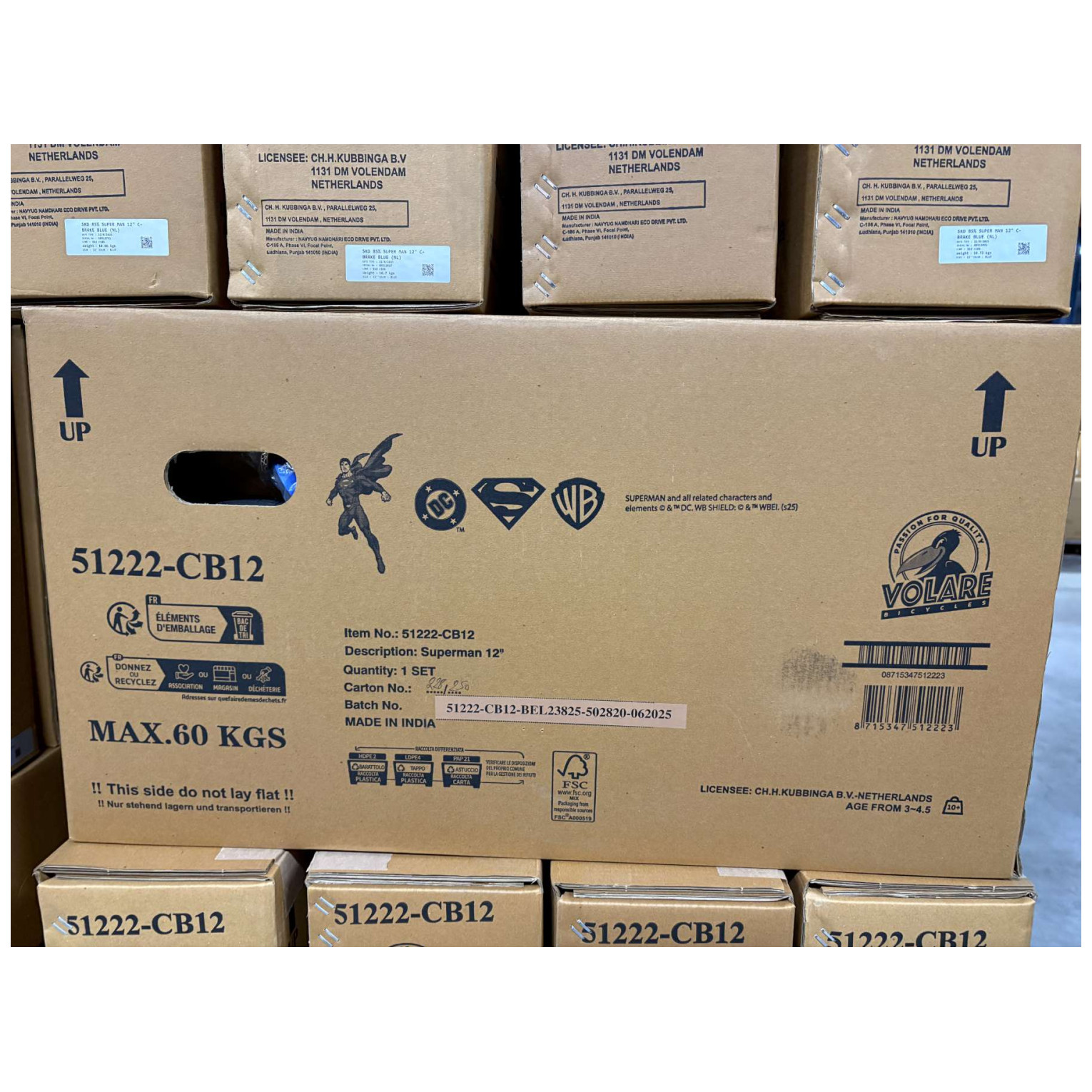 Superman Fiets - 12 inch - Blauw