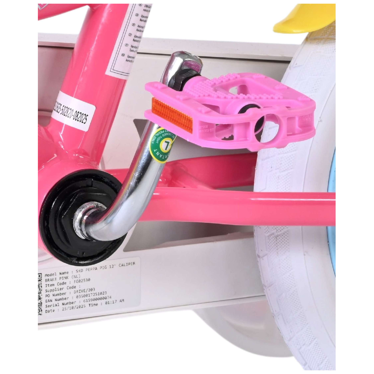 Peppa Pig Fiets - 12 inch - Roze - Twee handremmen