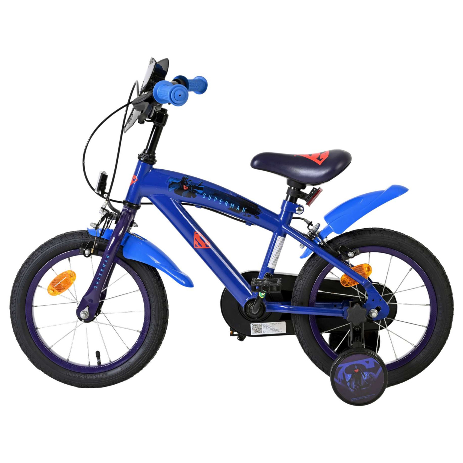 Superman Fiets - 14 inch - Blauw - Twee handremmen