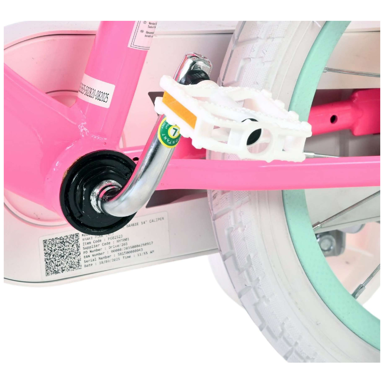 Barbie Fiets - 14 inch - Roze - Twee handremmen