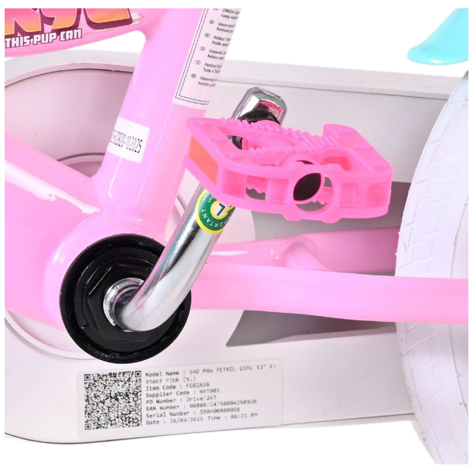 Paw Patrol Fiets - 12 inch - Roze