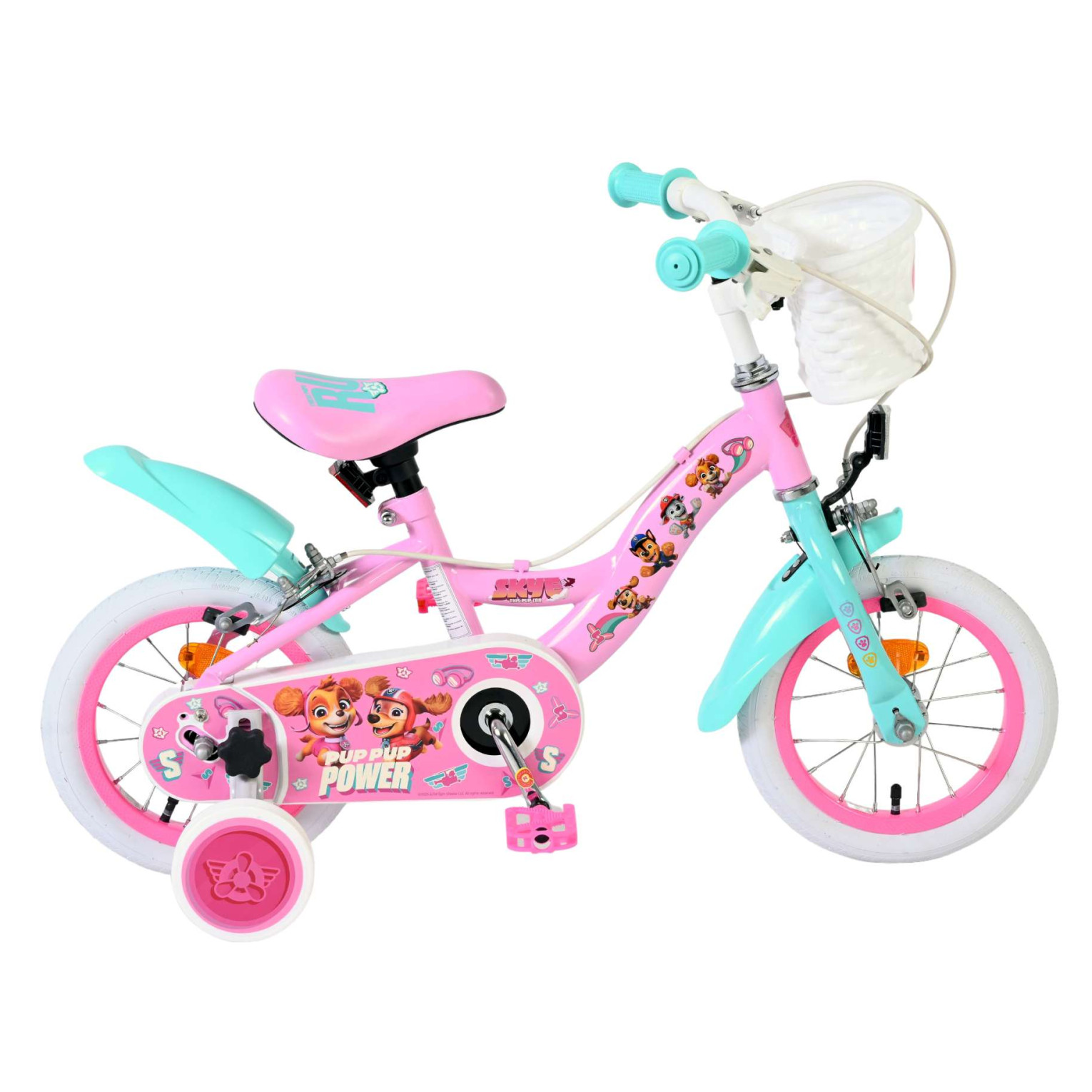 Paw Patrol Fiets - 12 inch - Roze - Twee handremmen