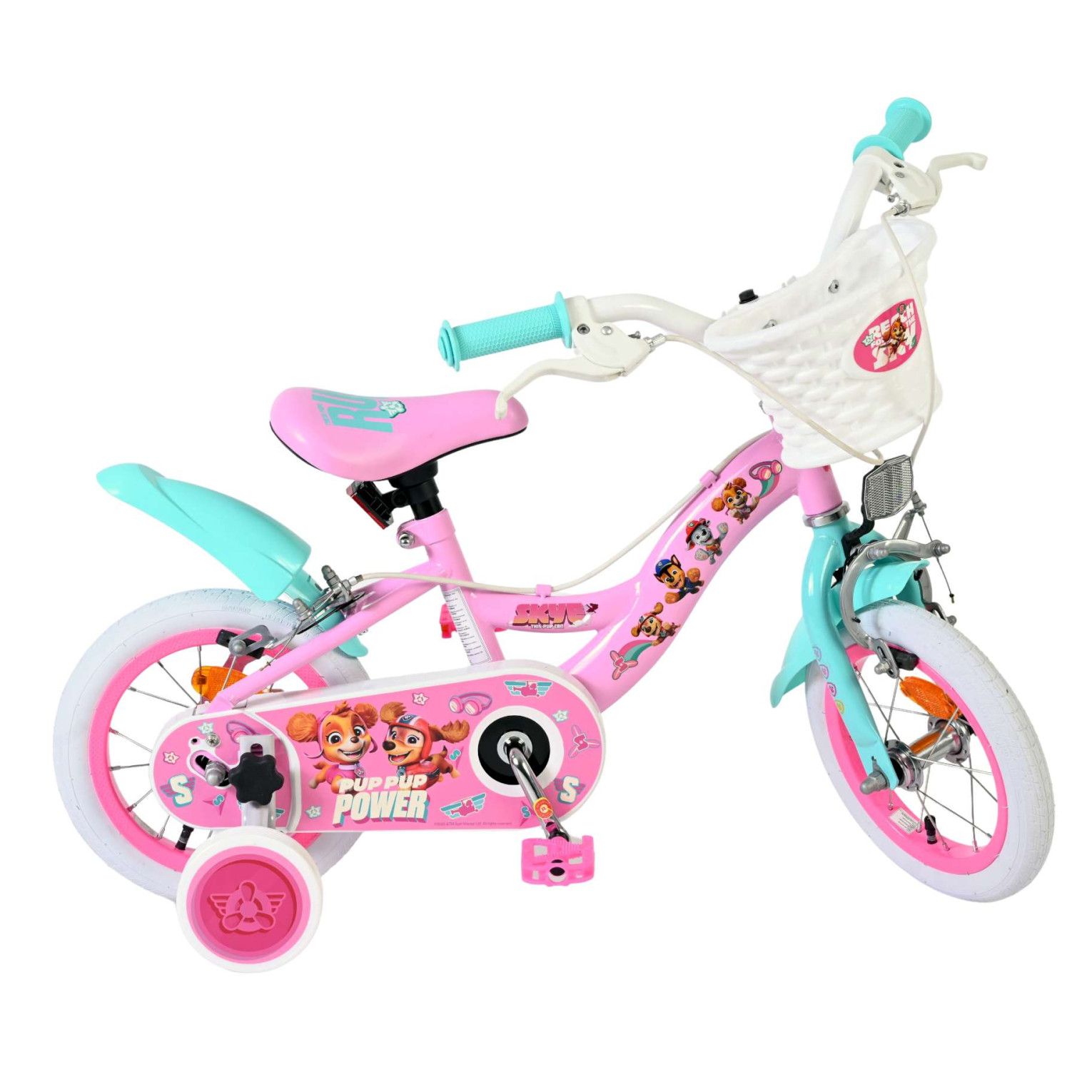 Paw Patrol Fiets - 12 inch - Roze - Twee handremmen