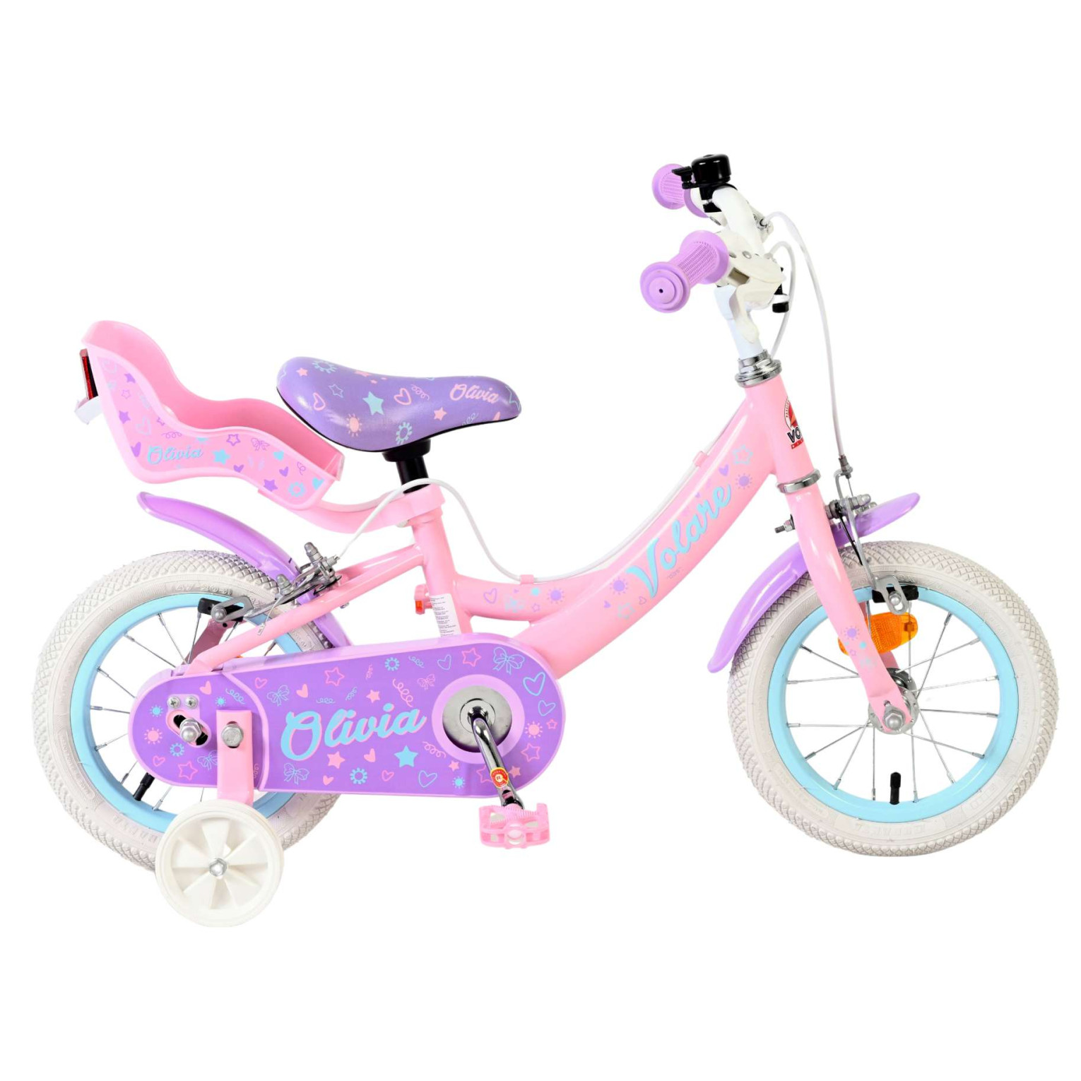 Volare Olivia Fiets - 12 inch - Roze - Twee handremmen