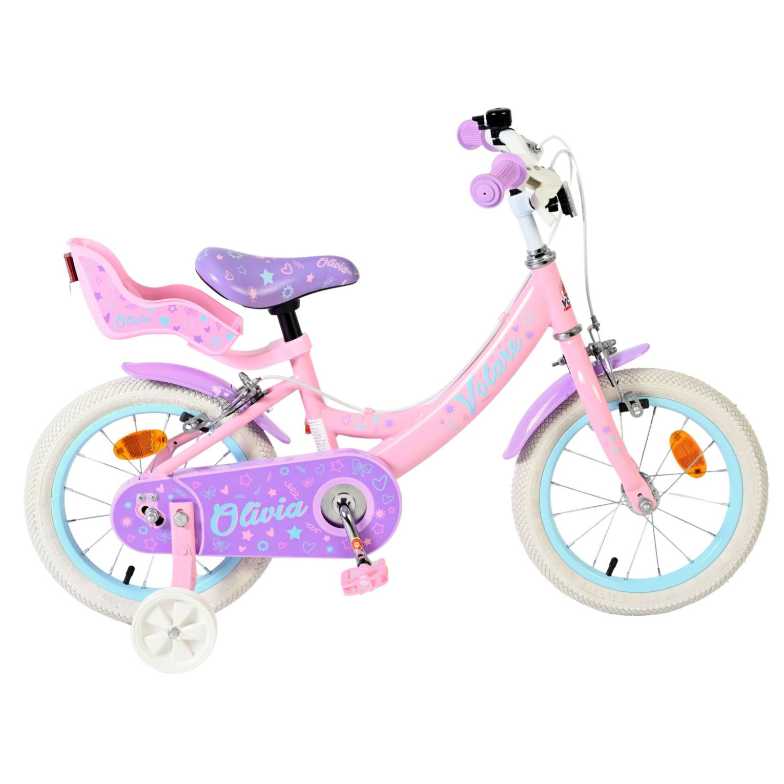 Volare Olivia Fiets - 14 inch - Roze - Twee Handremmen