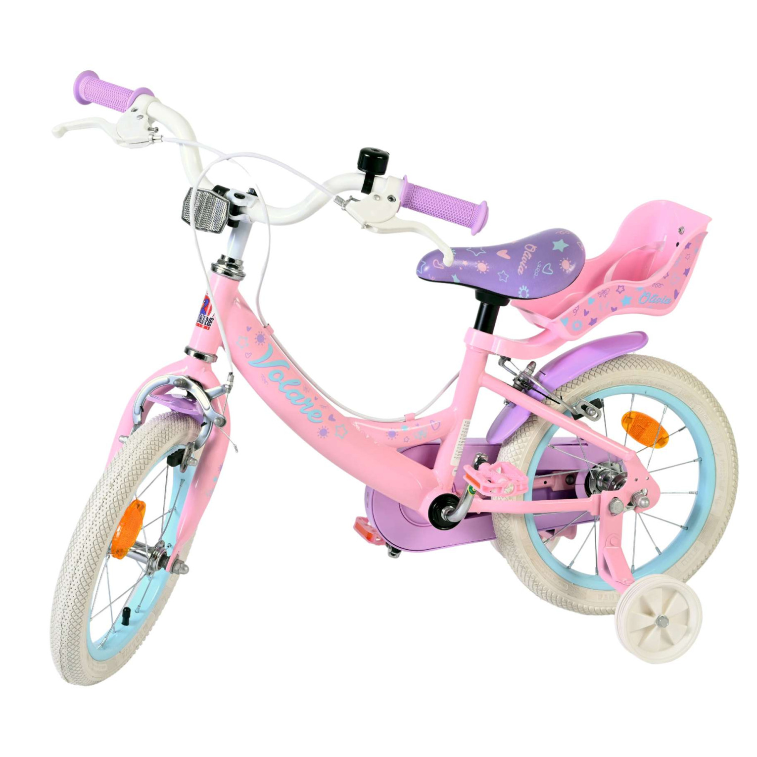 Volare Olivia Fiets - 14 inch - Roze - Twee Handremmen