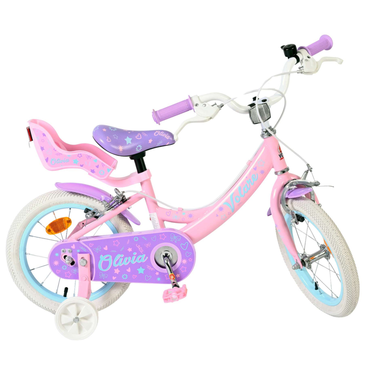 Volare Olivia Fiets - 14 inch - Roze - Twee Handremmen