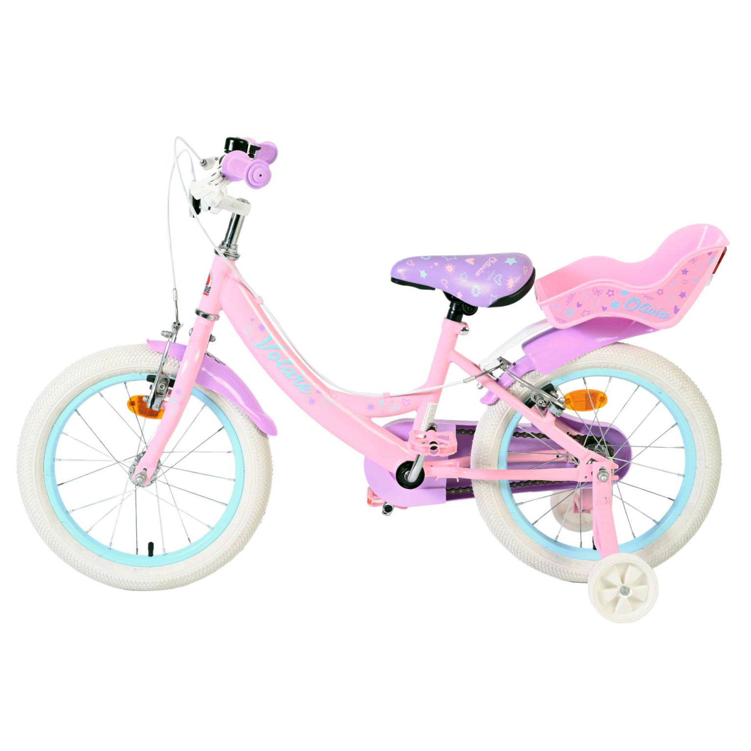 Volare Olivia Fiets - 16 inch - Roze - Twee Handremmen