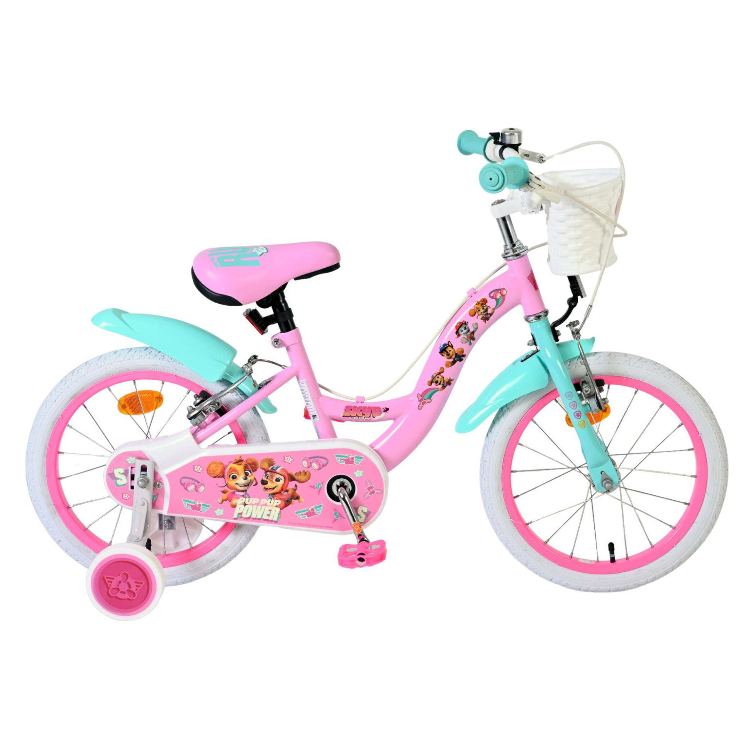 Paw Patrol Fiets - 16 inch - Roze - Twee handremmen