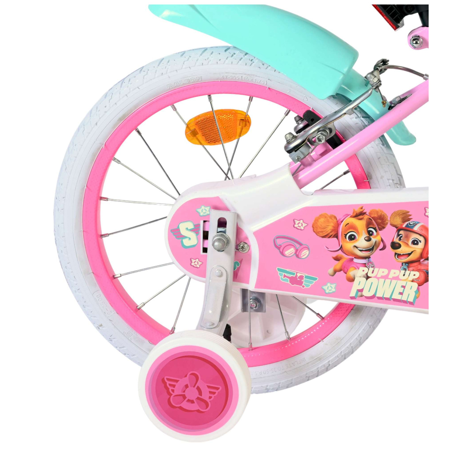 Paw Patrol Fiets - 16 inch - Roze - Twee handremmen