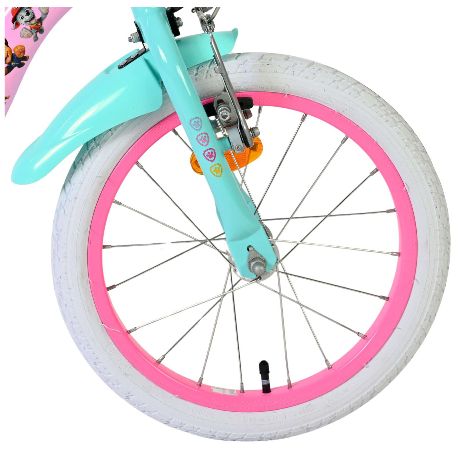 Paw Patrol Fiets - 16 inch - Roze - Twee handremmen