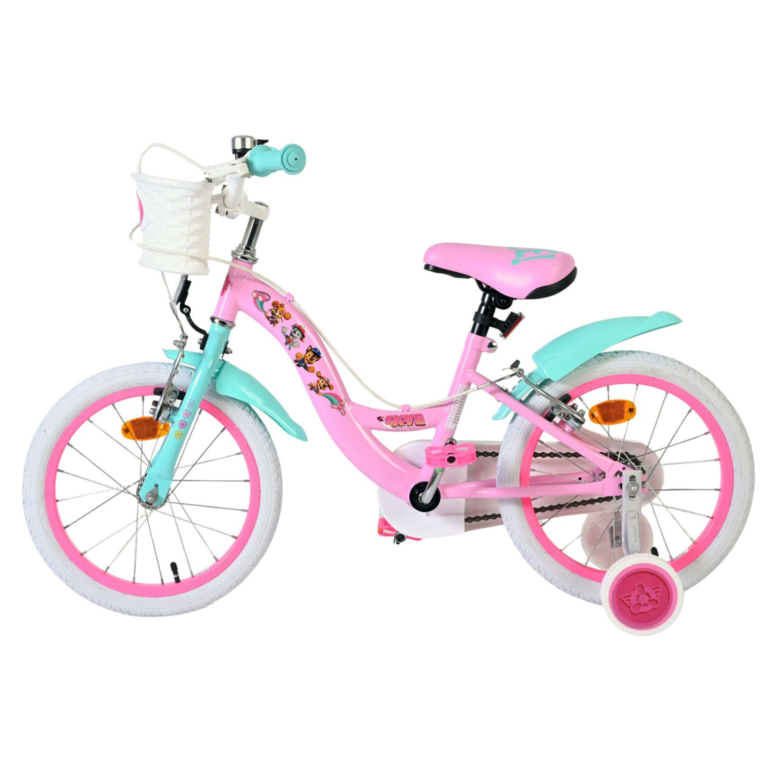 Paw Patrol Fiets - 16 inch - Roze - Twee handremmen