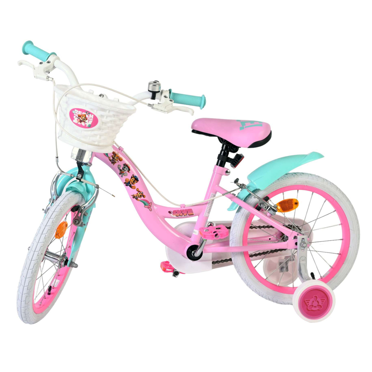 Paw Patrol Fiets - 16 inch - Roze - Twee handremmen