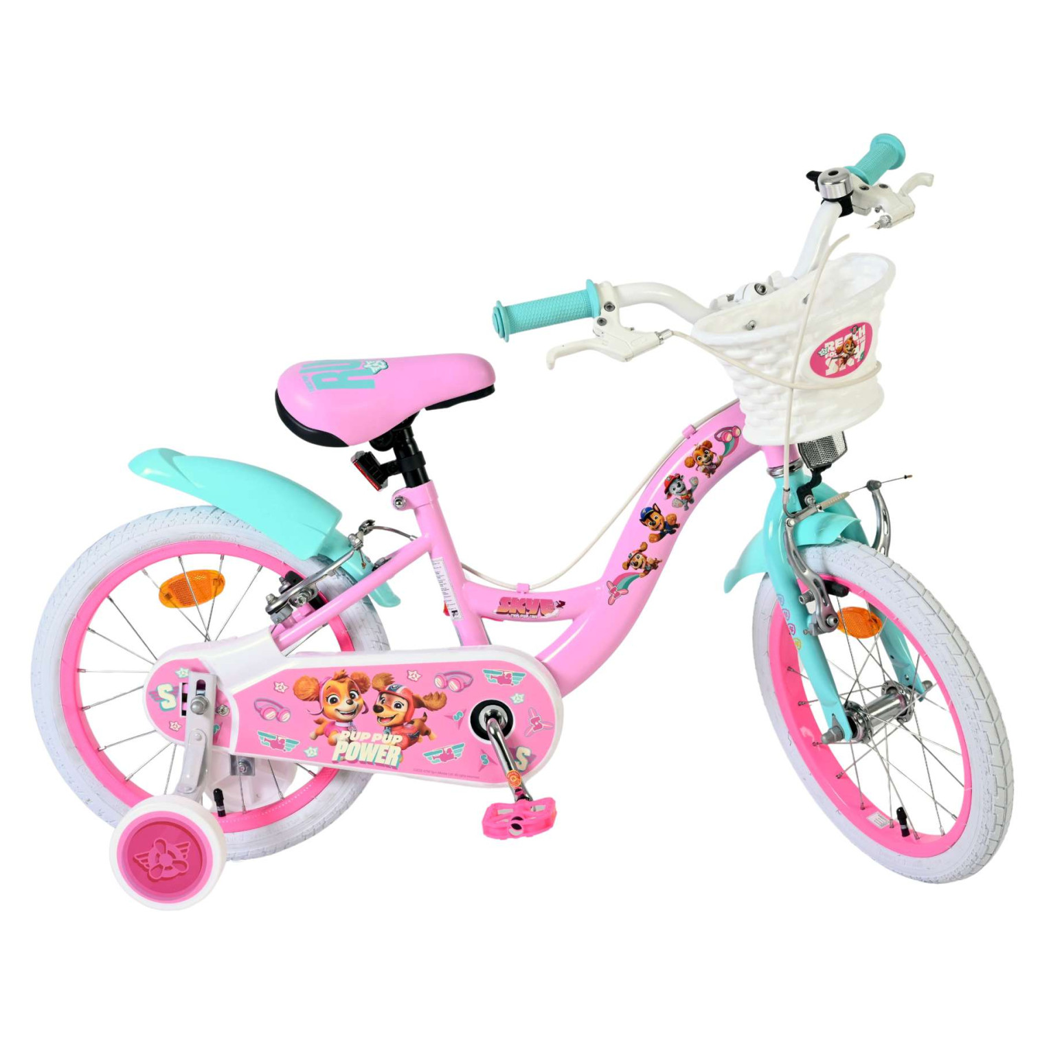 Paw Patrol Fiets - 16 inch - Roze - Twee handremmen