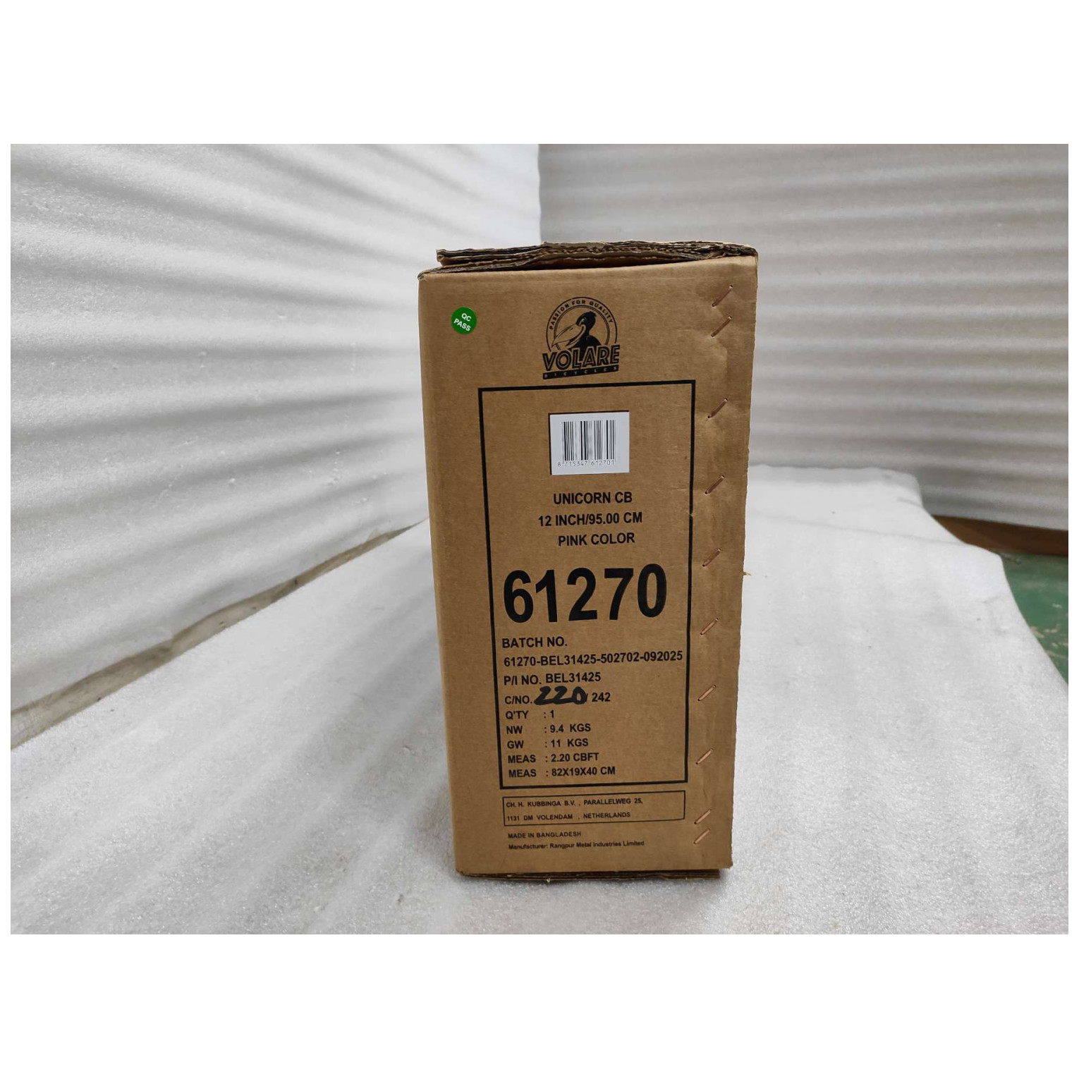 Volare Unicorn Fiets - 12 inch - Roze