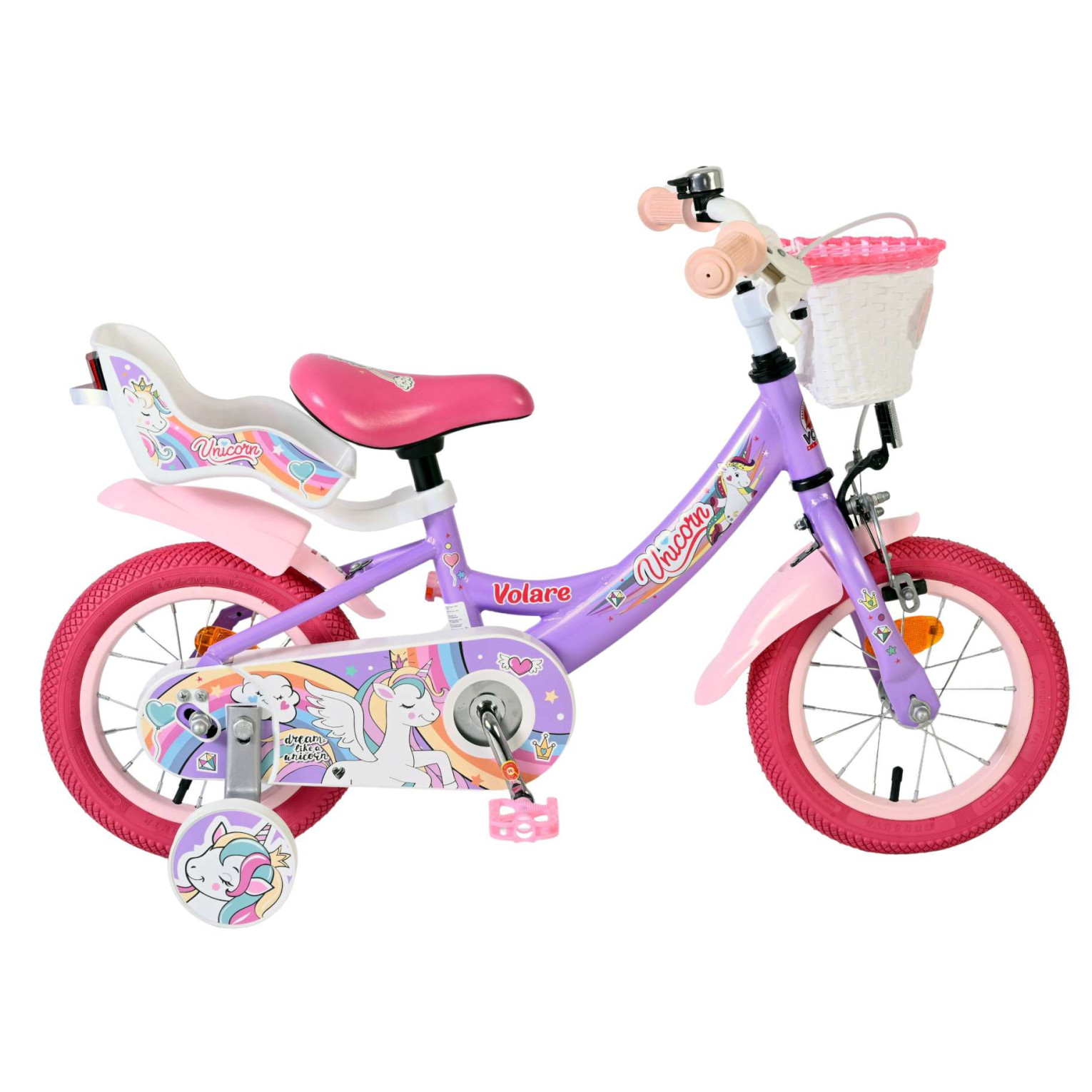 Volare Unicorn Fiets - 12 inch - Paars