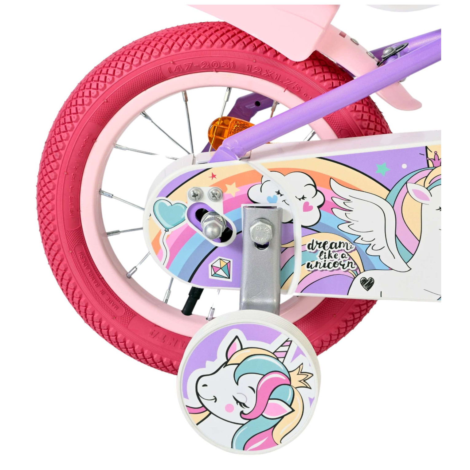 Volare Unicorn Fiets - 12 inch - Paars