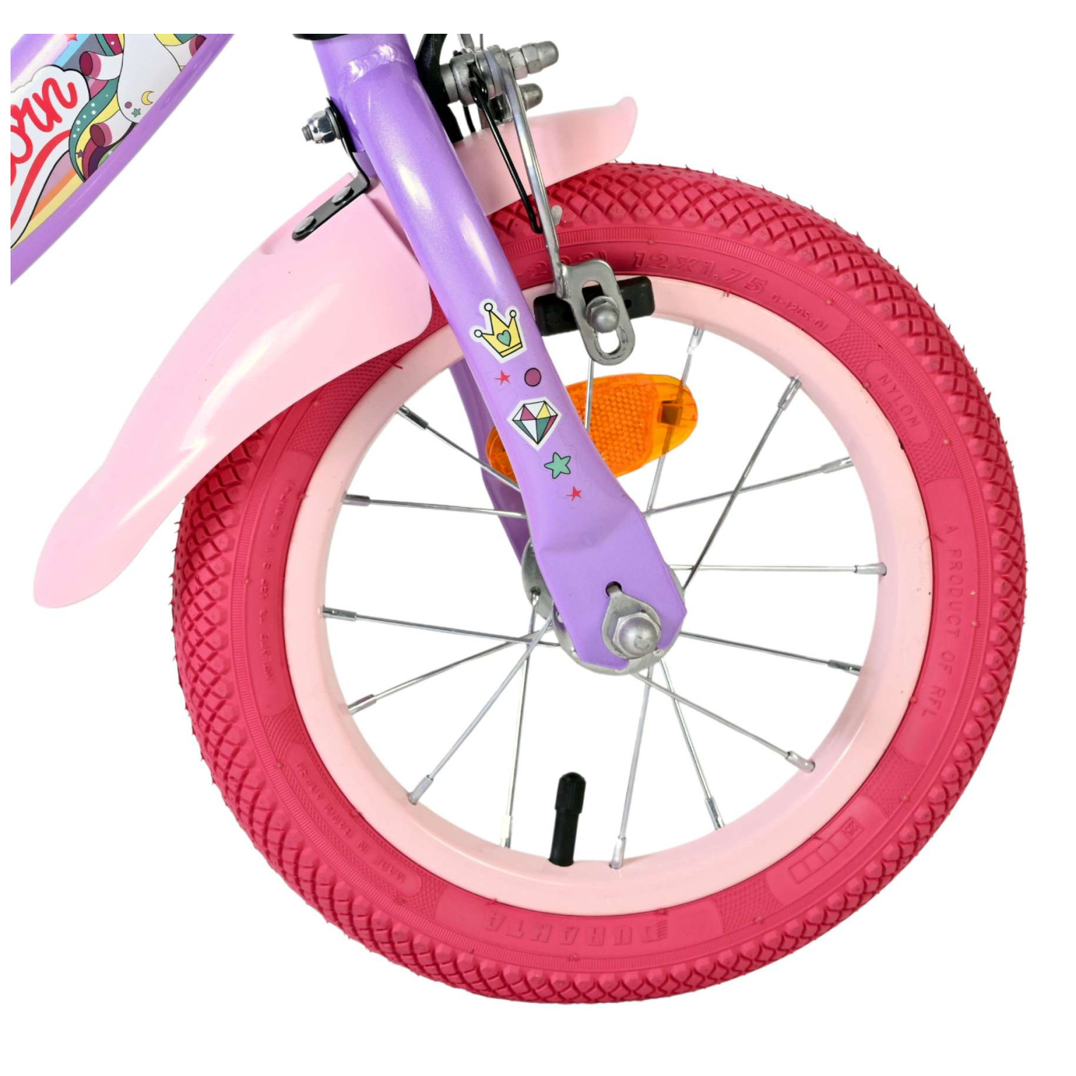 Volare Unicorn Fiets - 12 inch - Paars