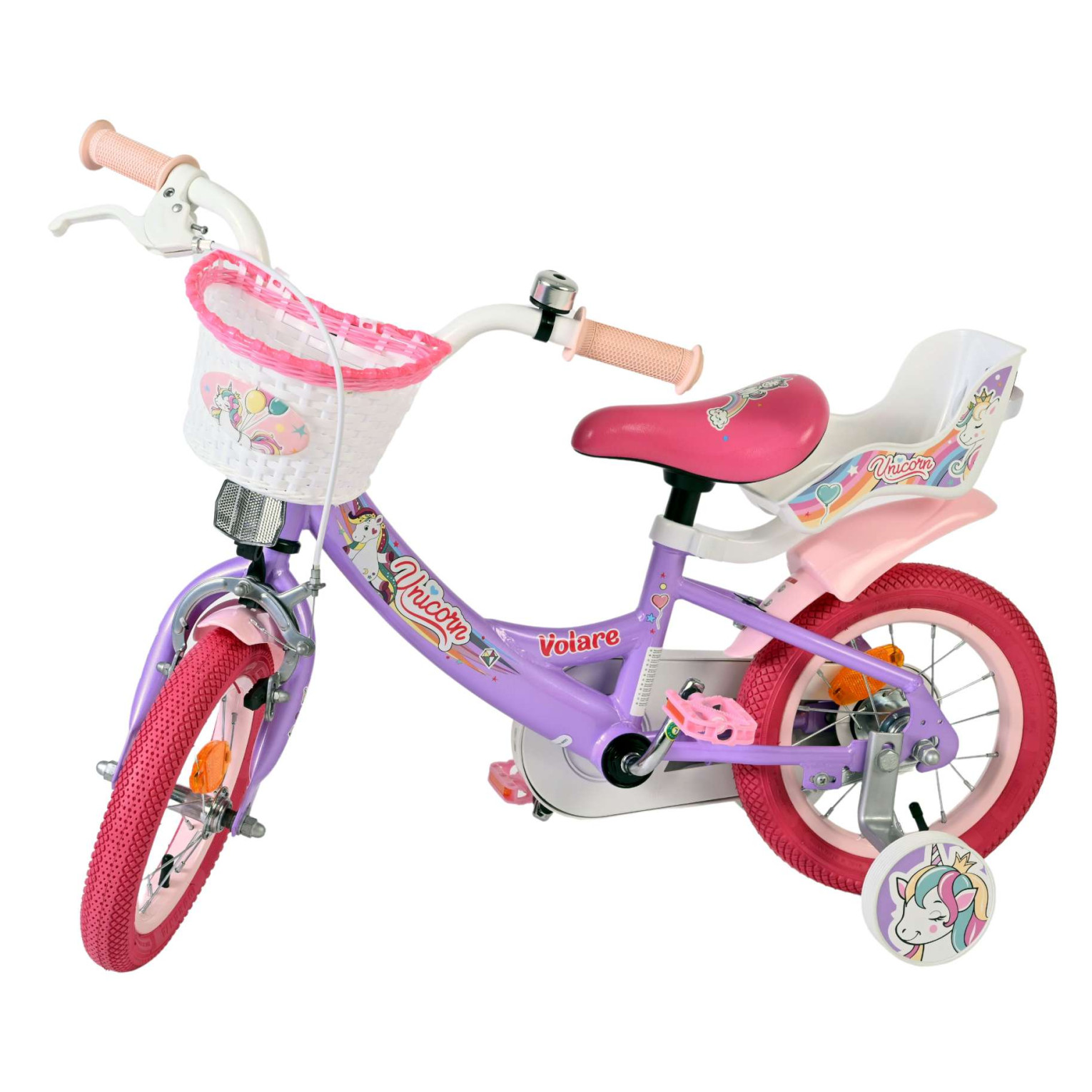 Volare Unicorn Fiets - 12 inch - Paars