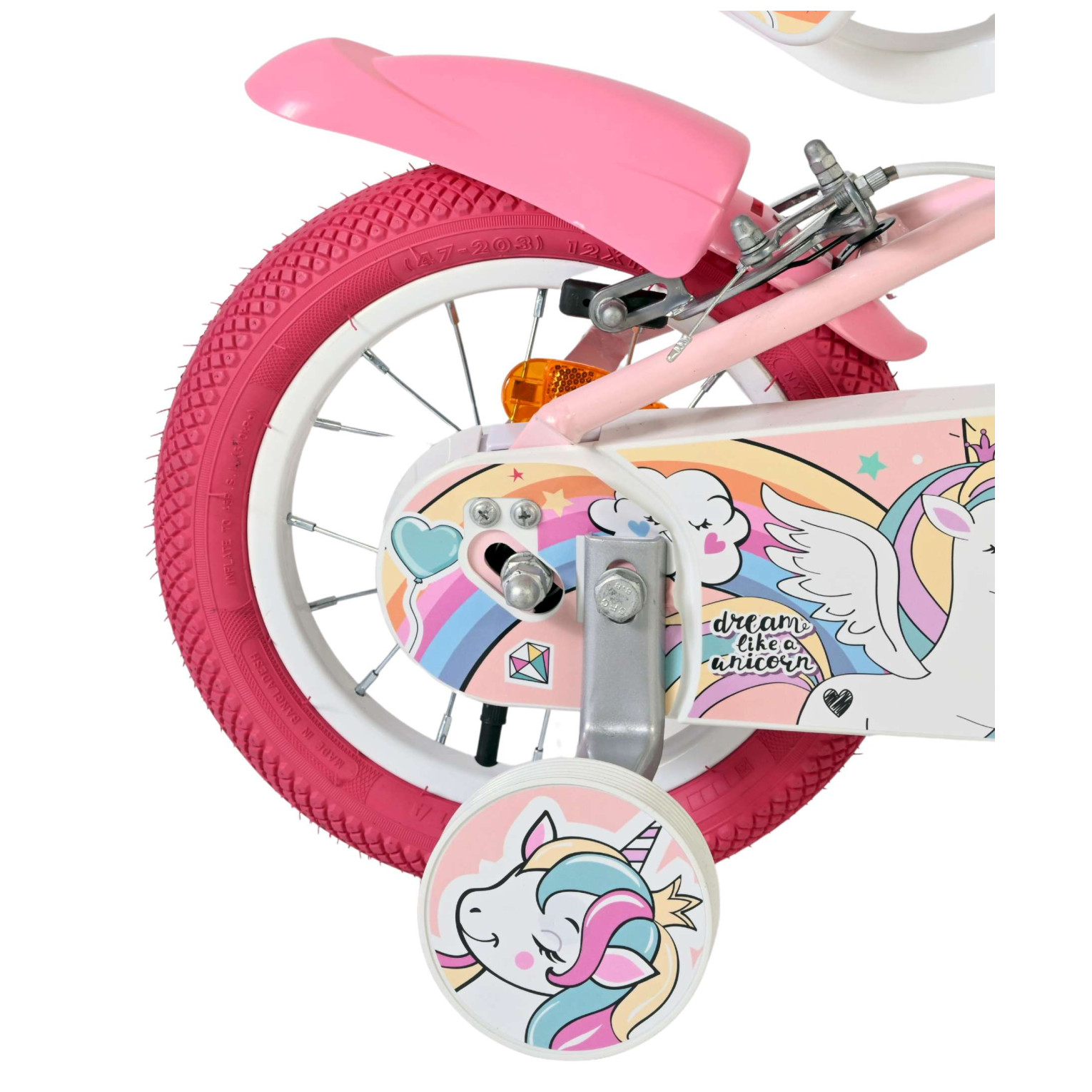 Volare Unicorn Fiets - 12 inch - Roze - Twee handremmen