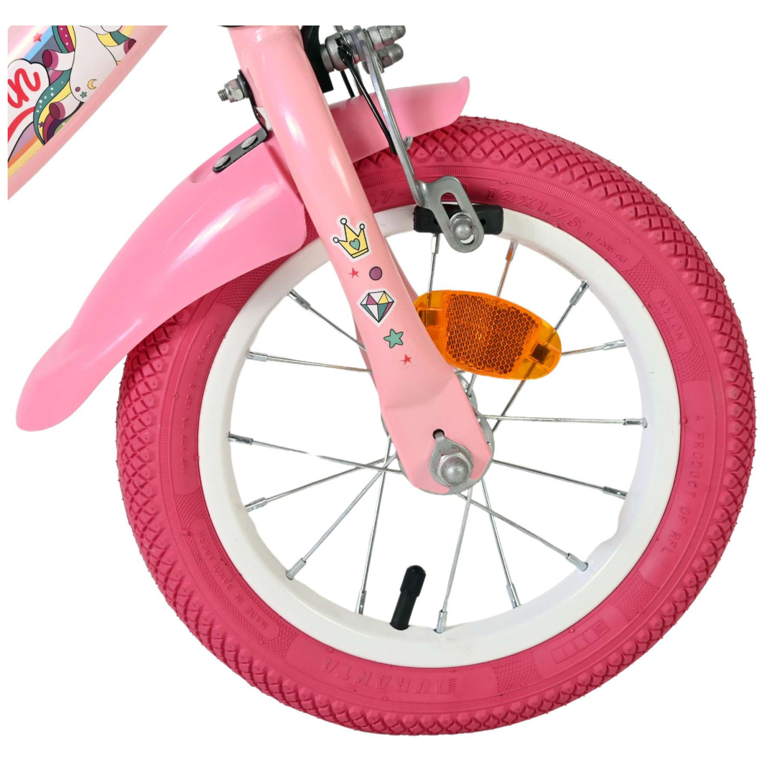 Volare Unicorn Fiets - 12 inch - Roze - Twee handremmen