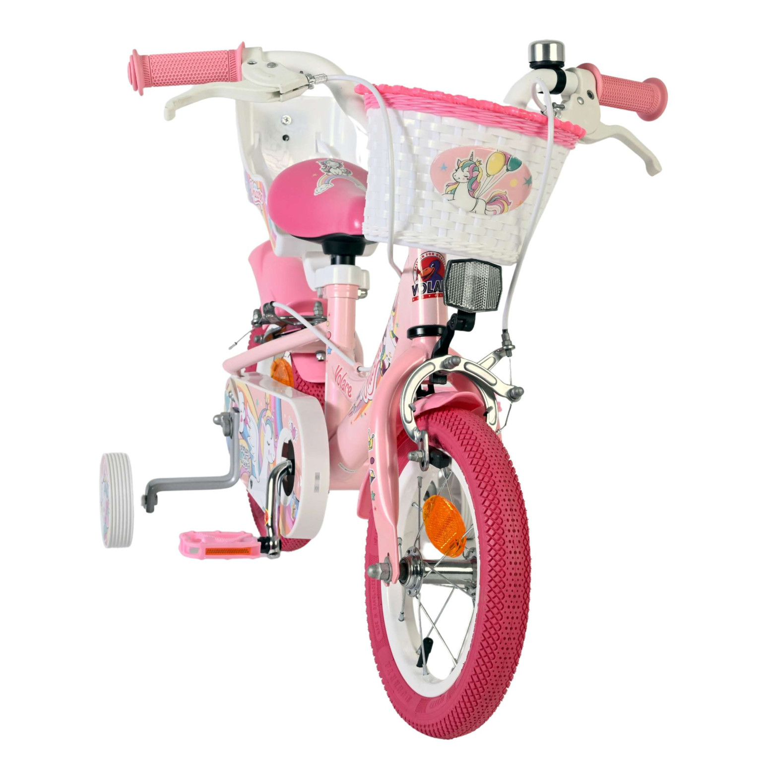 Volare Unicorn Fiets - 12 inch - Roze - Twee handremmen