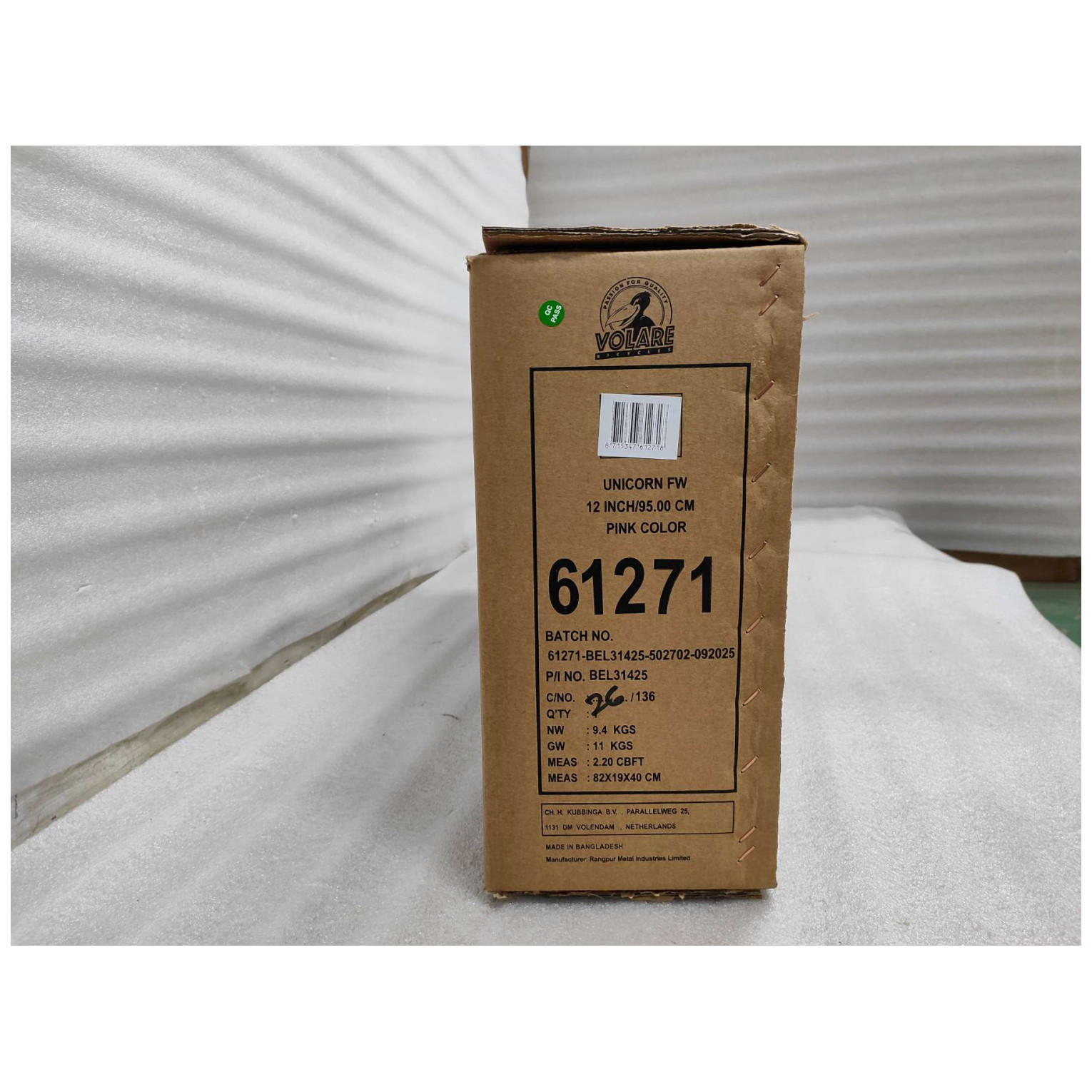 Volare Unicorn Fiets - 12 inch - Roze - Twee handremmen