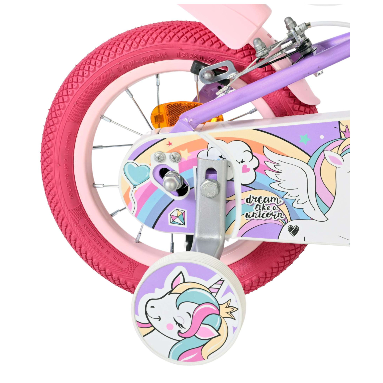 Volare Unicorn Fiets - 12 inch - Paars - Twee handremmen