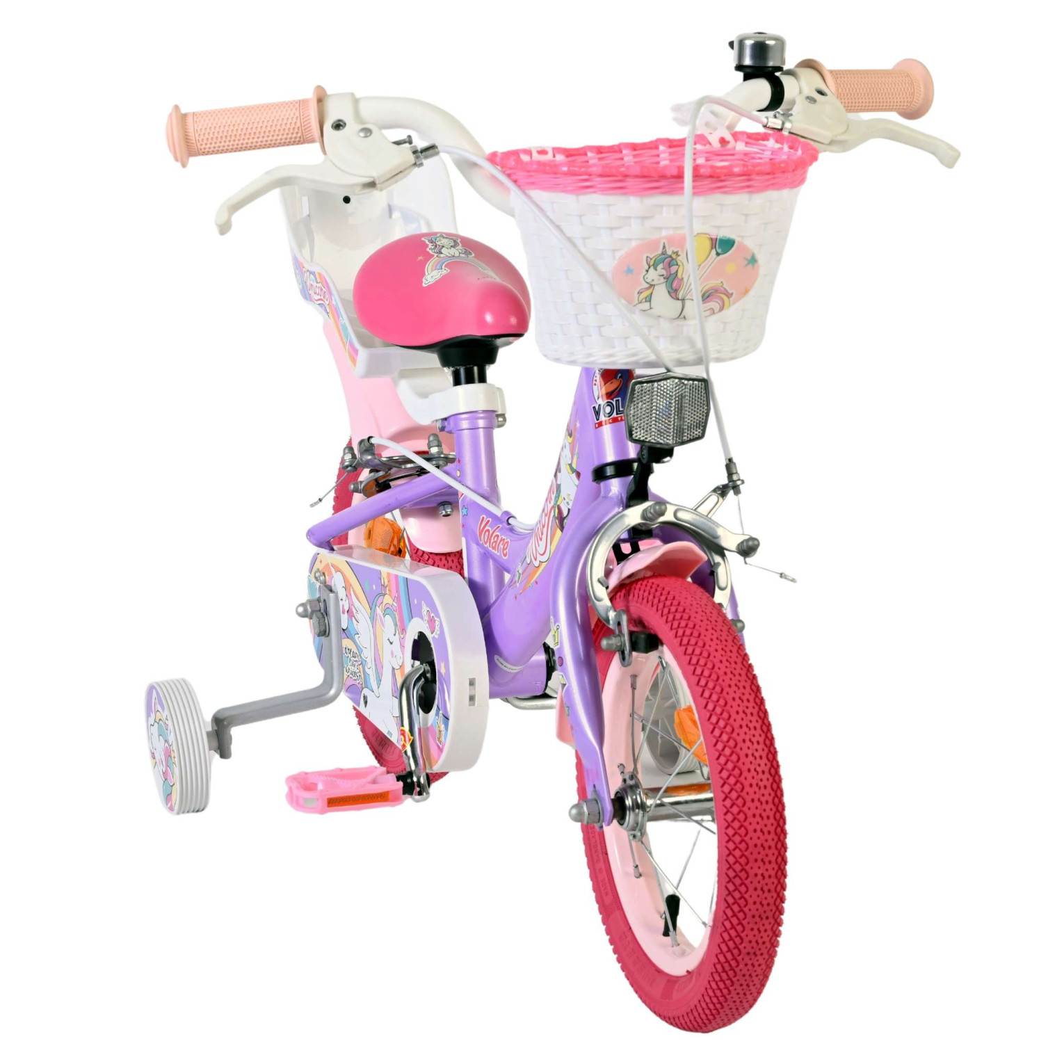 Volare Unicorn Fiets - 12 inch - Paars - Twee handremmen