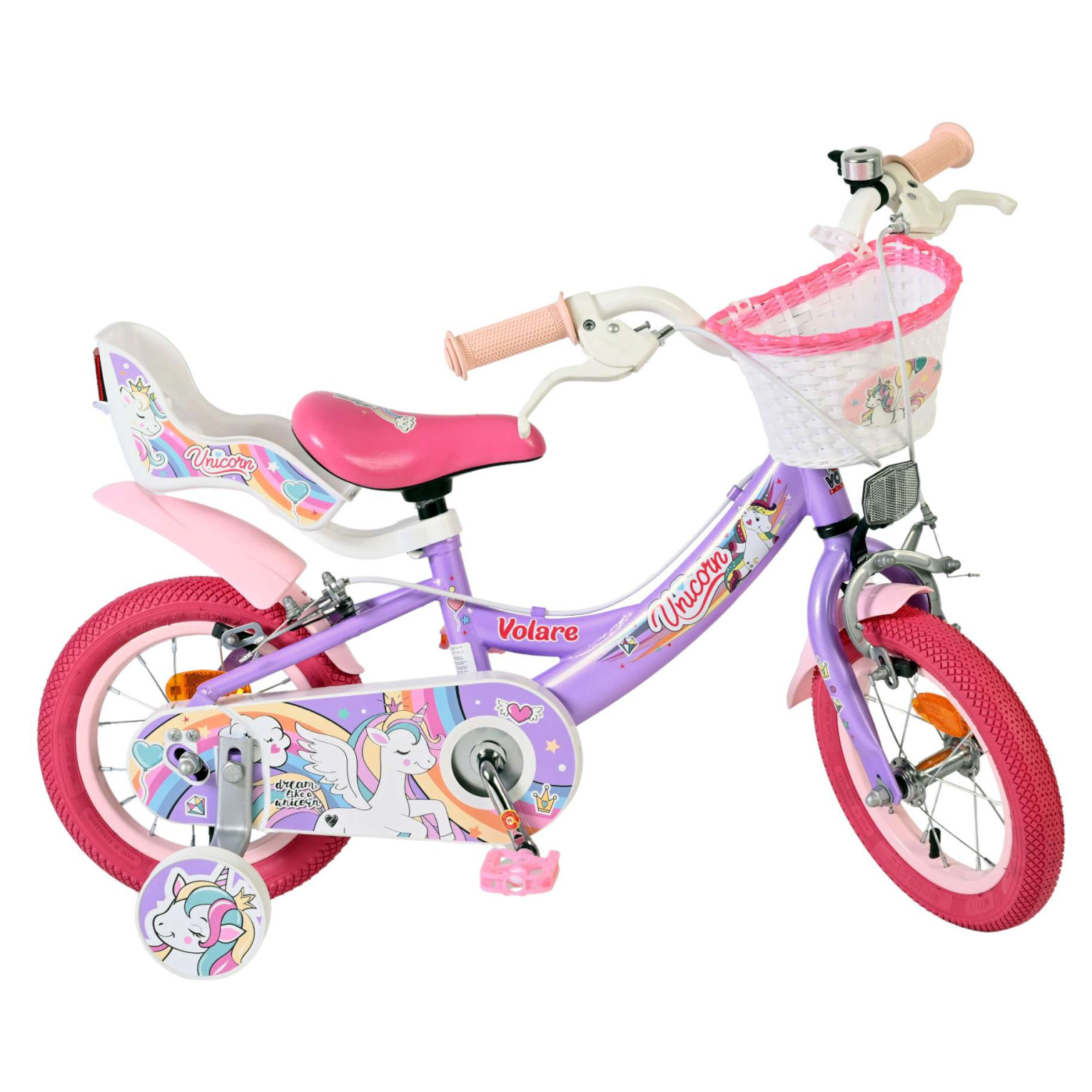 Volare Unicorn Fiets - 12 inch - Paars - Twee handremmen