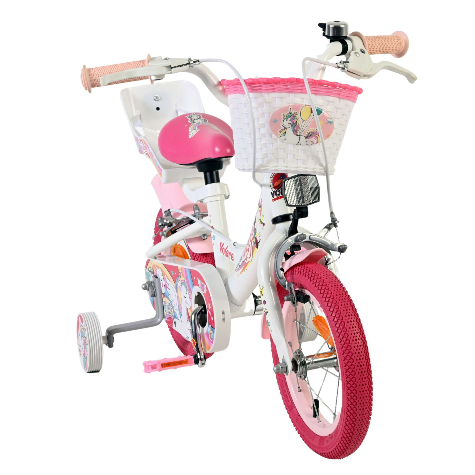 Volare Unicorn Fiets - 12 inch - Wit - Twee handremmen
