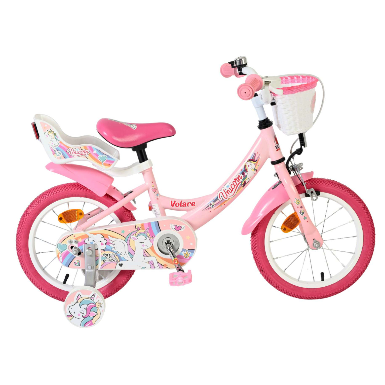 Volare Unicorn Fiets - 14 inch - Roze