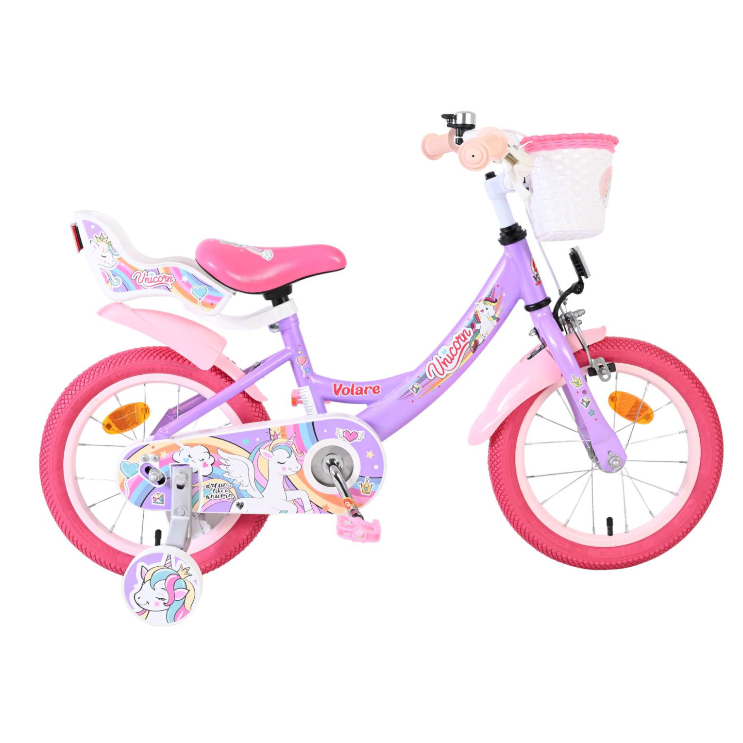 Volare Unicorn Fiets - 14 inch - Paars