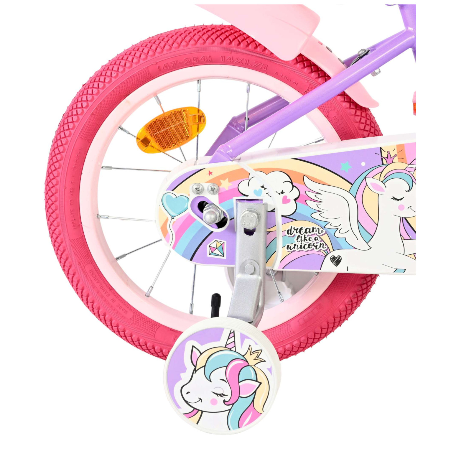 Volare Unicorn Fiets - 14 inch - Paars