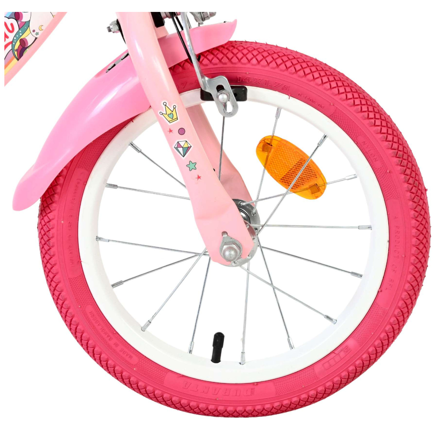 Volare Unicorn Fiets - 14 inch - Roze - Twee Handremmen