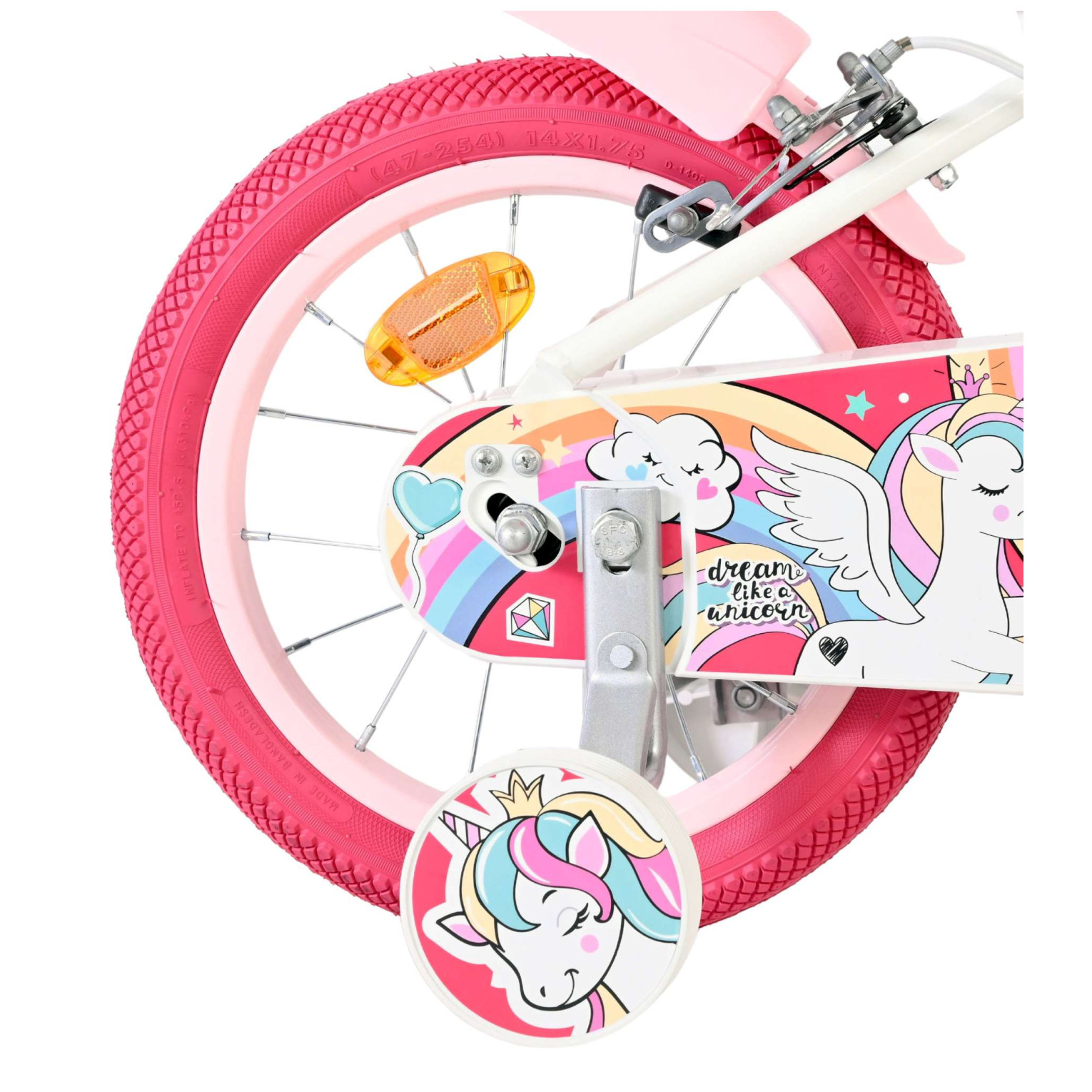 Volare Unicorn Fiets - 14 inch - Wit - Twee Handremmen