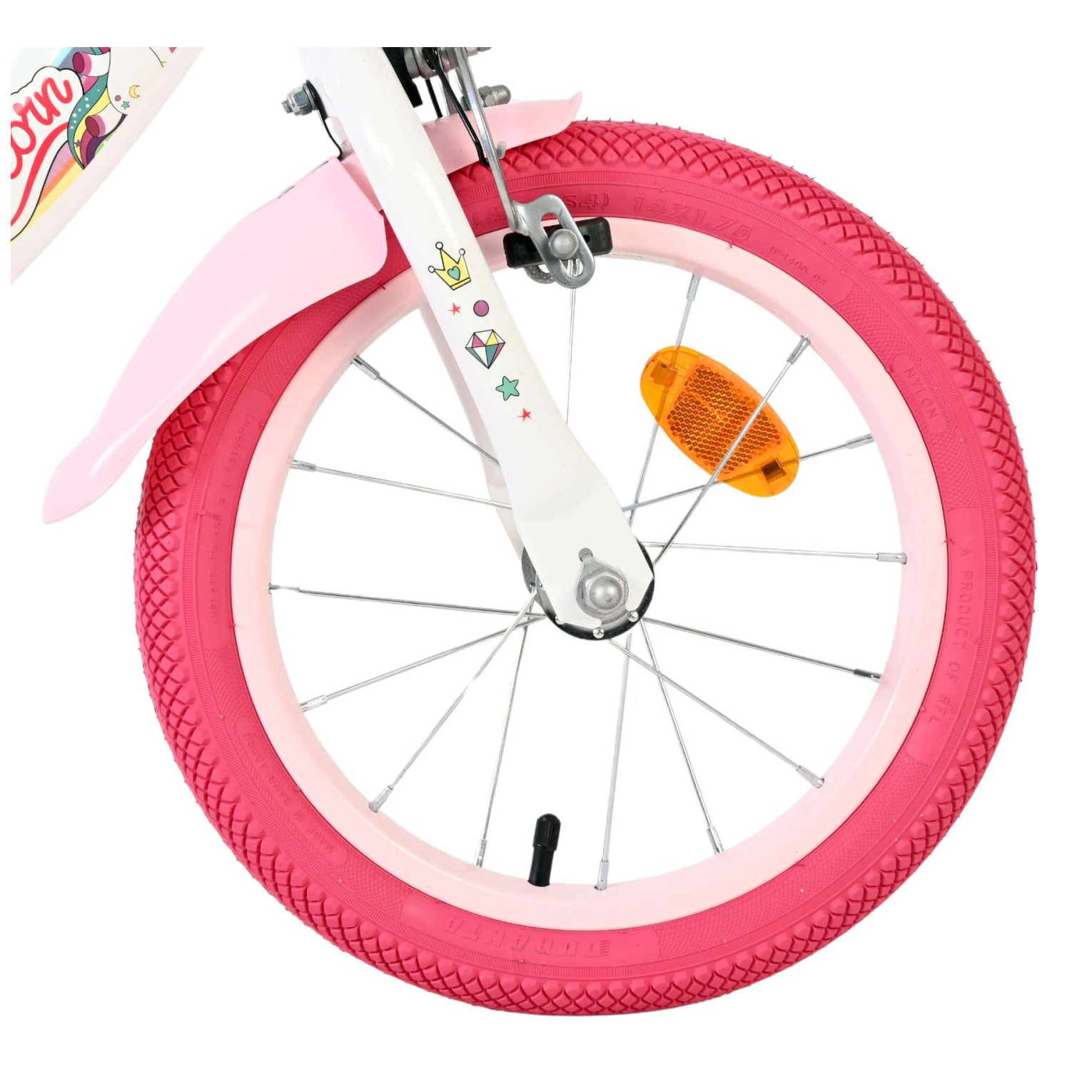 Volare Unicorn Fiets - 14 inch - Wit - Twee Handremmen