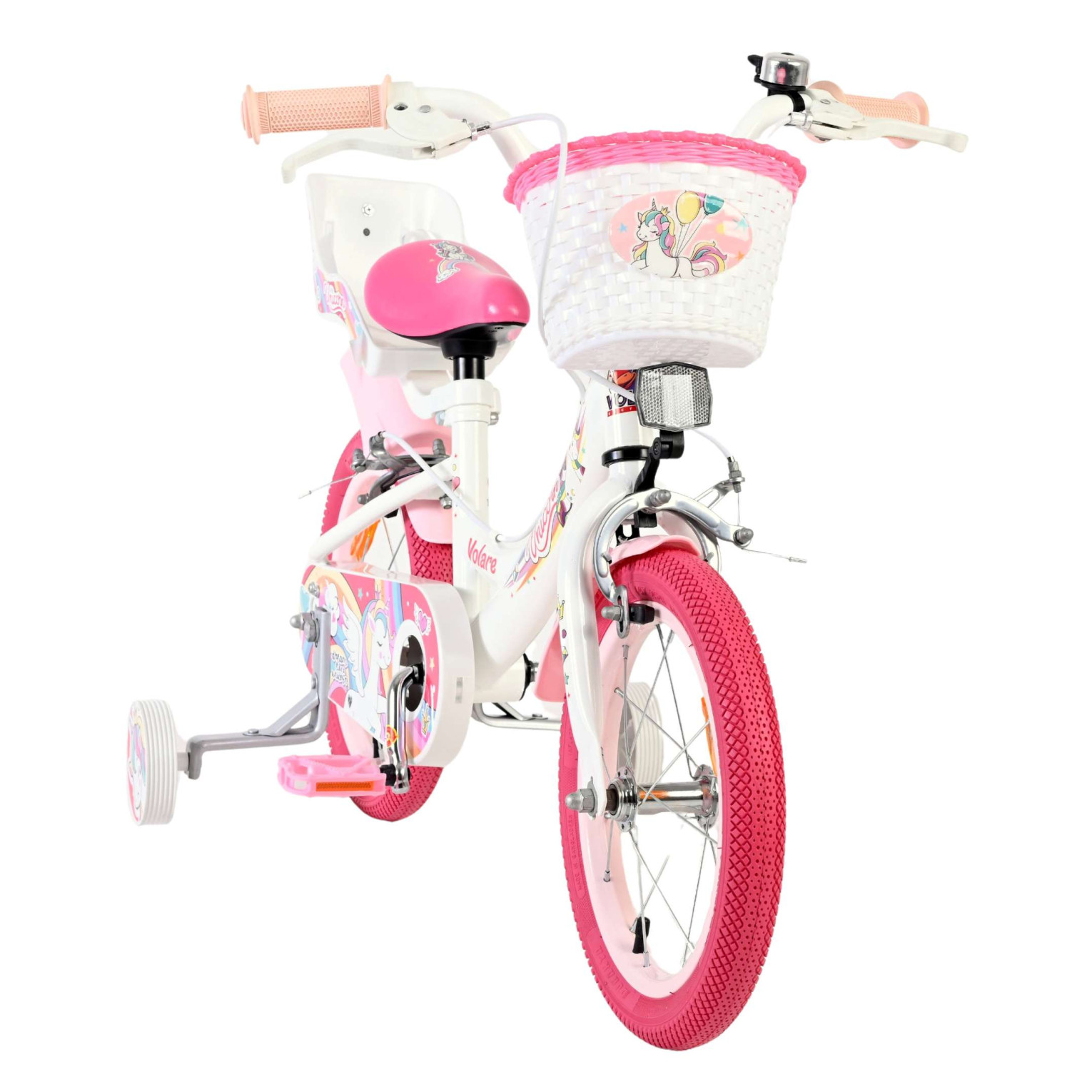 Volare Unicorn Fiets - 14 inch - Wit - Twee Handremmen