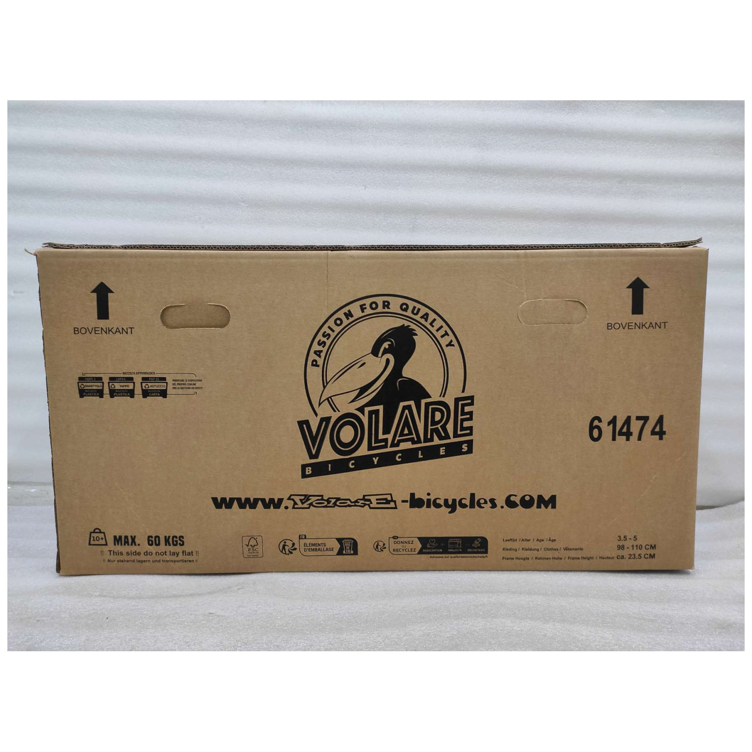 Volare Unicorn Fiets - 14 inch - Wit - Twee Handremmen