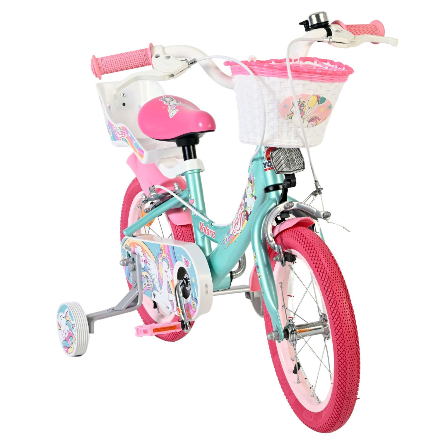 Volare Unicorn Fiets - 14 inch - Groen - Twee Handremmen