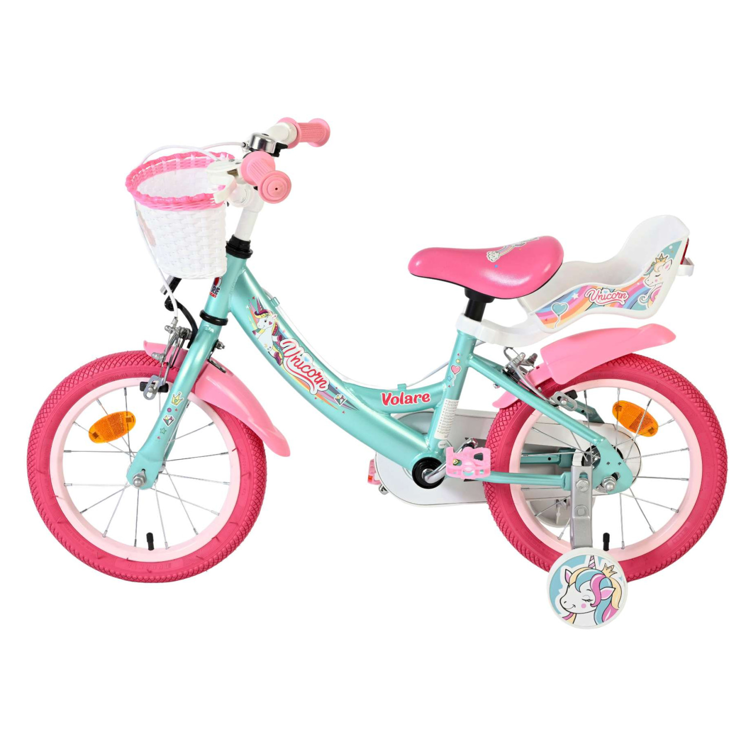 Volare Unicorn Fiets - 14 inch - Groen - Twee Handremmen