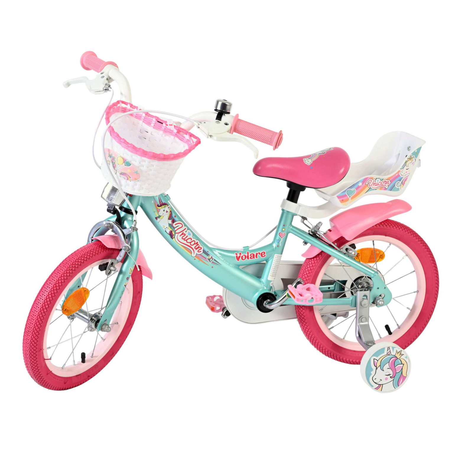 Volare Unicorn Fiets - 14 inch - Groen - Twee Handremmen