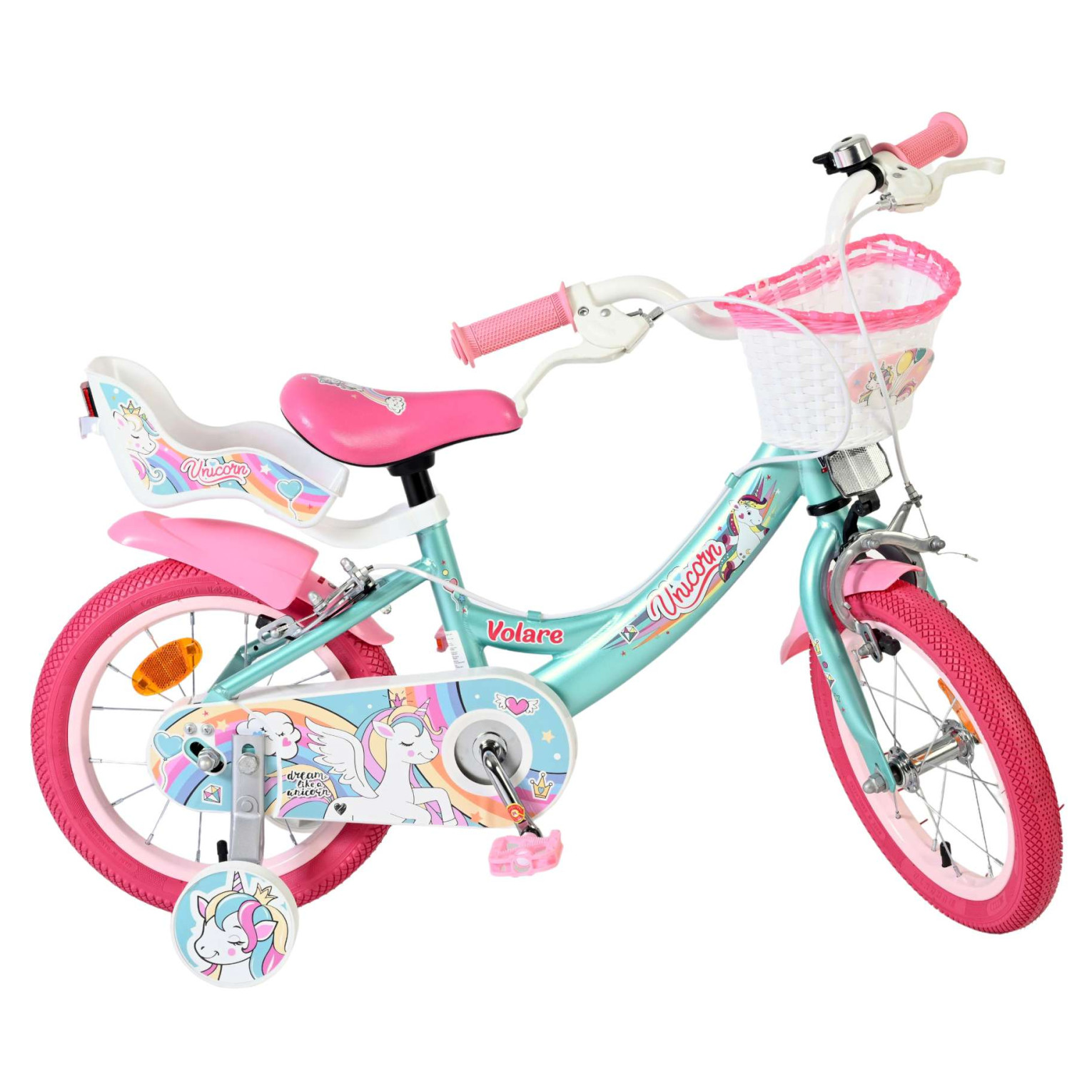 Volare Unicorn Fiets - 14 inch - Groen - Twee Handremmen
